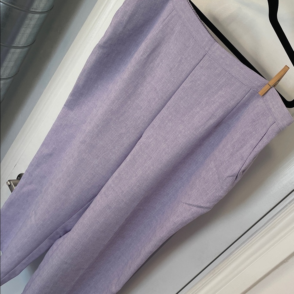 Alfred Dunner Wide Leg Lavendar Trousers with Elastic Waist